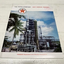 1957 Texaco Annual Report Shareholders Year End Financials Gas Station Petroleum