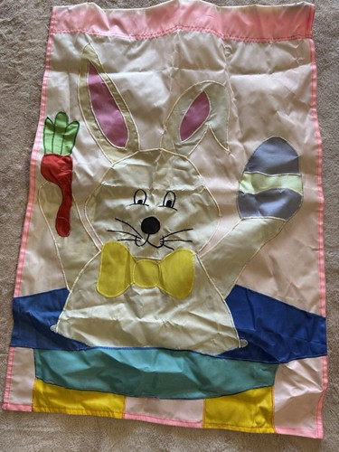 Vintage Large Easter Bunny Nylon Flag / Banner Vintage Easter Flag - Picture 2 of 4