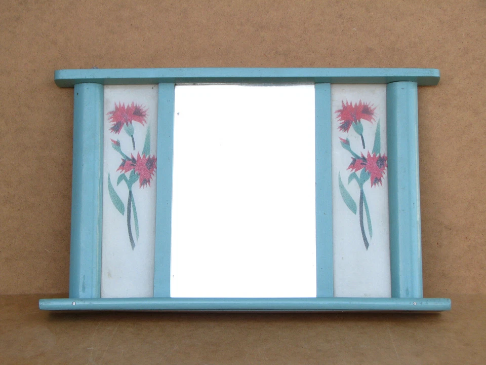 Antique Vintage Primitive Wooden Wall Rack Shelf Stained Glass Rustic Tag 1965 - Image 2 of 4