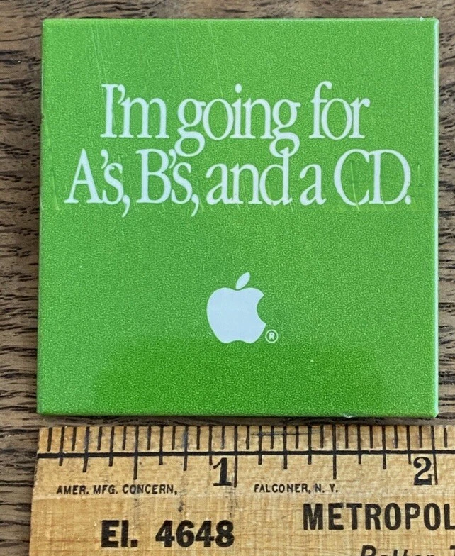 Vintage Apple Store Macintosh - I'm Going For A's, B's and a CD Green Pin - Image 3 of 3