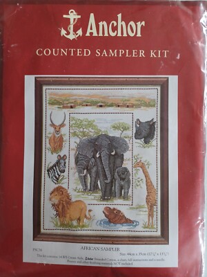 BRANDNEU, UNBENUTZT, GROSS, ANKER GEZÄHLT KREUZSTICH SET. 'AFRICAN SAMPLER'.