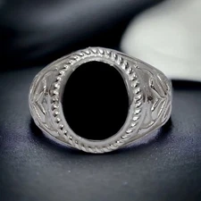 Onyx Gemstone With 925 Sterling Silver Groom Ring For Men's #AL272