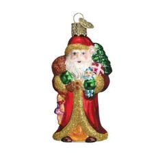 Old World Christmas FATHER CHRISTMAS WITH GIFTS 40040 Glass Ornament w/Box