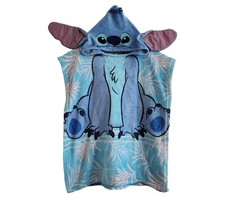 Disney Lilo Stitch Fuzzy One Piece Hooded Wearable Square Poncho Swim Towel