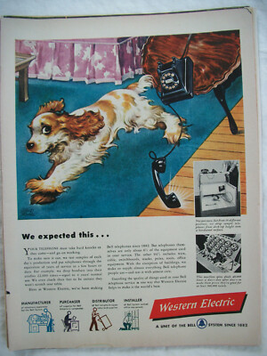 VTG Magazine Ad 1948 Original Western Electric We Expected This Collie Dog