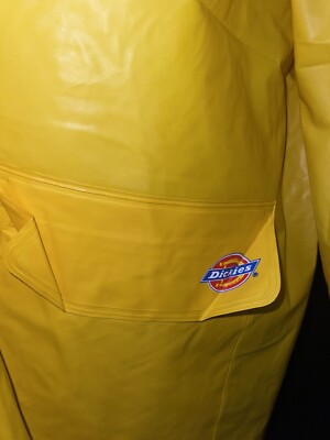 Dickies XL Mens Bright Yellow PVC Rain Jacket w/ hood T57 | eBay