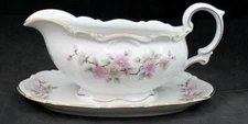 Mitterteich Springtime Gravy Boat with Attached Underplate with Floral Detail