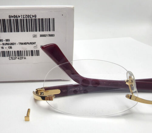 NEW! Cartier Gold Square Screws/Silicon Caps - Small Size - Rimless Glasses