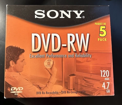 Sony DVD-RW Disc 5-Pack 5DMW47L1  4.7 GB 120 Min - New w/cases