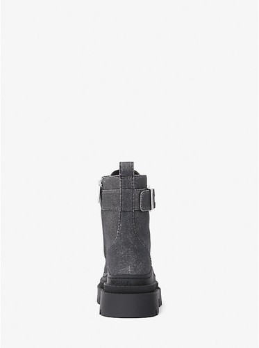 Michael Kors Colby Denim Print Leder Kampfstiefel Damengröße 10 in Anthrazit - Bild 5 von 7