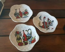 VINTAGE 3 PIATTI DA PARETE CERAMICA ANNI '50 - MOD MARISA SALERNO DESIGN
