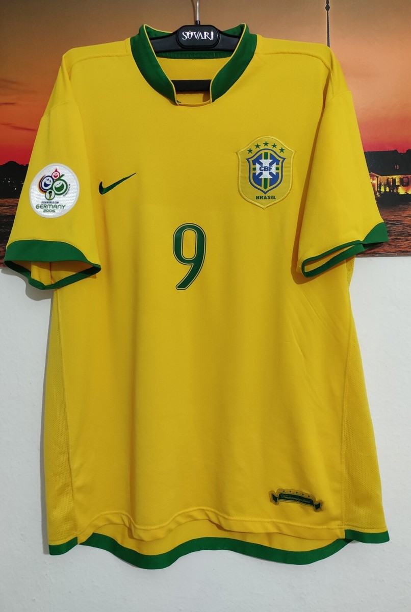 R9 RONALDO NAZARIO Brazil 2006 World Cup Home Football Jersey Sz-M