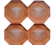 Rosenthal Versace Glas Getr&auml;nke Untersetzer 4 x Rose Rosa Brandneu Verpackt Medusa
