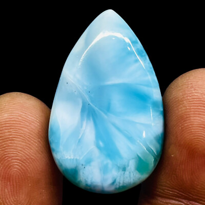 36.00 Cts Natural Larimar 31x20mm Pear Loose Cabochon Untreated Gemstone