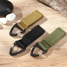 Tactical Molle Hanging Belt Key Hook Webbing Buckle Strap Carabiner Clip