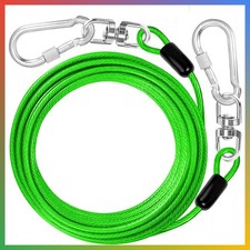Dog Tie Out Cable 50ft Heavy Duty Stainless Steel Green For Yard