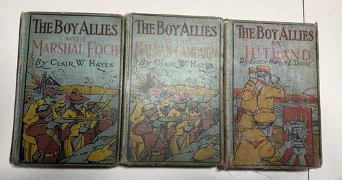 Antique Boy Allies WWI Book Lot of 3 A.L. Burt 1916-1919 Illustrated