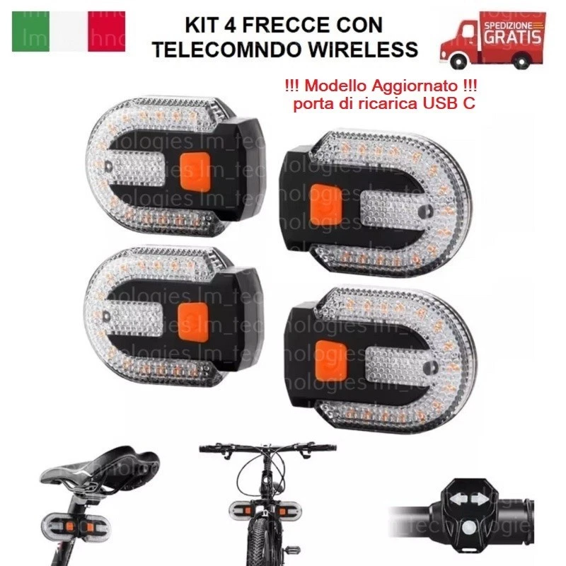 Set Riflettori Per Bicicletta 5 Pezzi - Anteriore E Posteriore Con Nastro Riflettente 8m