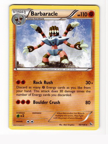 Barbaracle 49/106 Rare Flashfire Pokemon Lightly Played