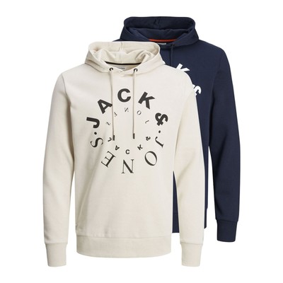 JACK&JONES Herren Hoodie, 2er Pack - JJWARRIOR SWEAT HOOD, Pullover, Logo Bla...