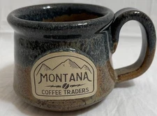Sunset Hill Stoneware Montana Coffee Traders Mug Cup Drip Glaze Handcrafted USA