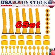 6 x Gas Can Spout Kit Nozzle Vent Replacement For Plastic Gas Cans Old Style Cap