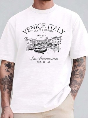 Venice Italy Vintage Travel T-Shirt - Rialto Bridge Gondola Graphic Tee 