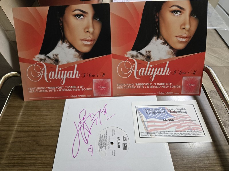  Aaliyah  Autographed (COA) Album Sleeve w/album & 2 Promo Posters (2 Sided)NICE