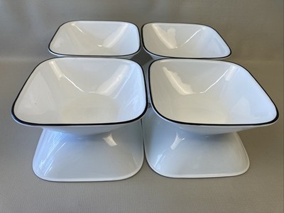 Corelle Corning Ware Simple Black Line Square Soup Cereal Bowls Set of 8 EUC