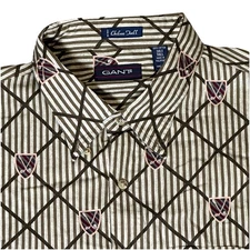 GANT Shirt Chelsea Twill Men’s 3XL Tall Button Down Golf Club Print Long Sleeve