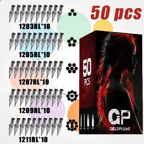 50pcs/box Tattoo Cartridge Needles Mix Needles 03RL 05RL 07RL 09RL 11RL - product listing photo