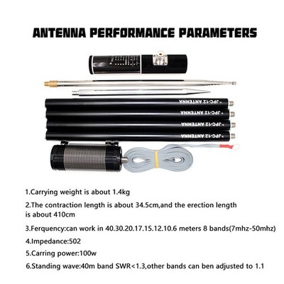 F��r Amateurfunk Essential JPC12 tragbare Kurzwellenantenne bis 100W Leistung