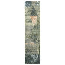 2'7"x10'4" Gray & Beige Mid Century Modern Design Hand Knotted Wool Runner Rug