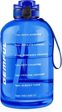 GEMFUL 3 Litre Water Bottles with Straw & Flip Cap - BPA Free, Time Markings
