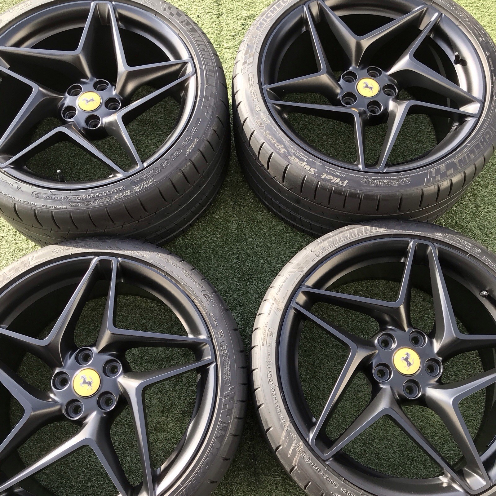 20 FERRARI F8 RIMS TIRES FACTORY OEM 861242 861252 TRIBUTO GENUINE BLACK