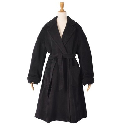 Max Mara Coat White Tag Belted Long Wool Cashmere Outerwear Women Used MOLO-0