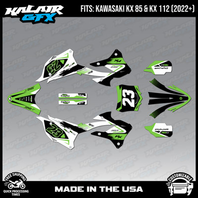 Graphics Kit for KAWASAKI KX85 KX112 (2022-2026) Evader Series -  Green