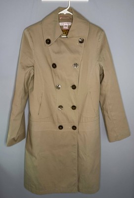 Via Spiga 100% Cotton Double Breasted Lined Trench Coat Beige Tan Womens Sz  12