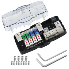 Fused Power Distribution Block Car Audio 4 Way MIDI Mini-Anl Fuse Block 12V 0/