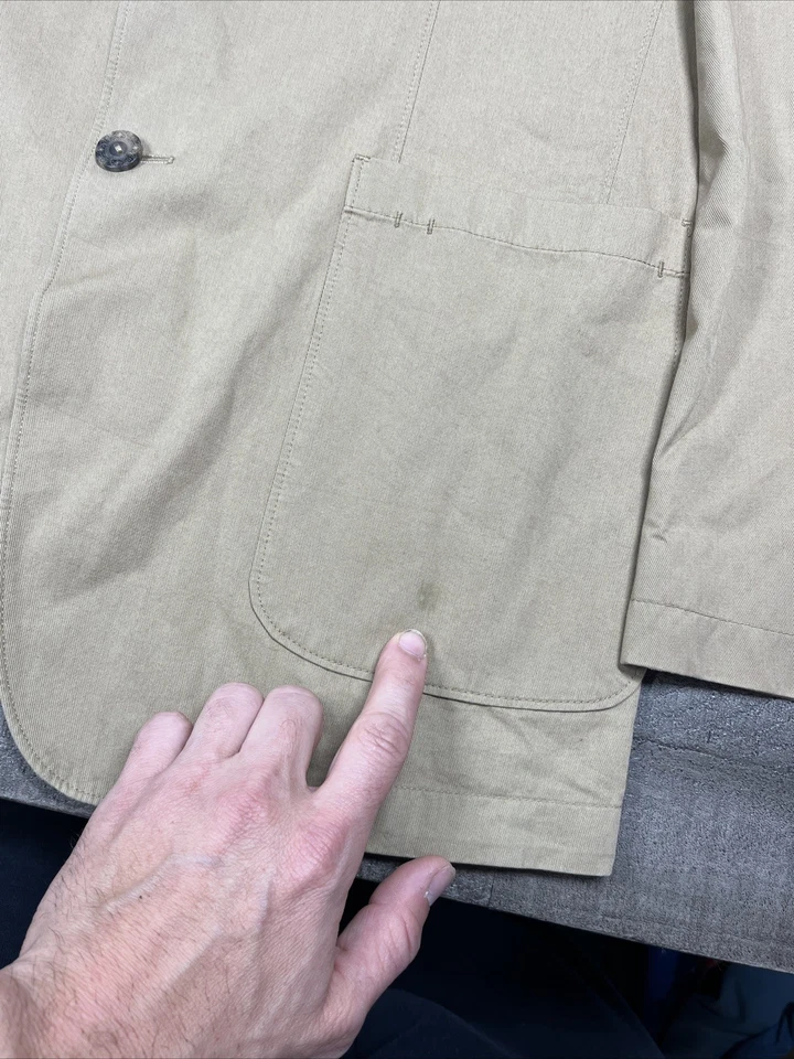 Blazer Abrigo Chaqueta Robert Graham Algodón Para Hombre 38R Beige Tostado Marrón Dos Botones Foto 4 de 4