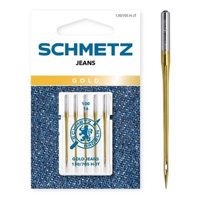 SCHMETZ | 5 Nähmaschinennadeln | Gold Jeans | 130/705 H-JT | 100/16