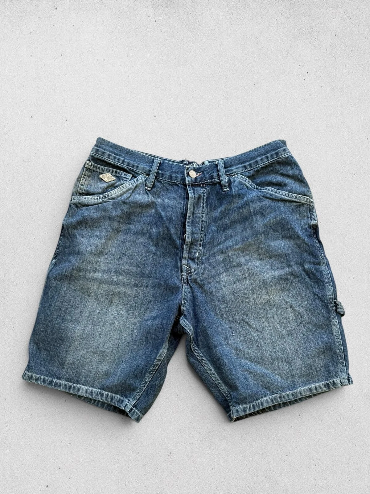 Superdry Carpenter Blue Denim Jean Shorts W34 L9 Cotton Utility Fit