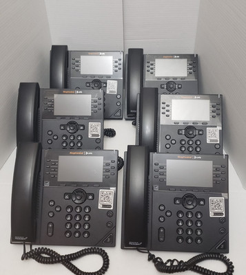 Poly VVX 450 POE IP Desk Corded Phone Wall Mountable Black LOT OF 6 VVX450