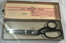 Vtg 9" Wiss Model C Pinking Shears Scissors Black Handle Orig. Box-High Quality