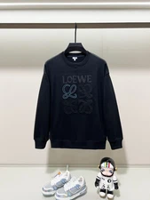 NWT Loewe Men's  black sweatshirt embroidered Hoodie Cotton Coach