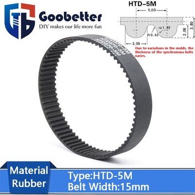 HTD-5M Close Loop Synchronous Belt Rubber Timing Belts Width 15mm Pitch 5mm