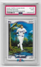 2025 Topps X Bob Ross Joy Of Baseball Shohei Ohtani Short Print SP PSA 9