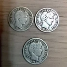 1911-D-1912-1913 p 90% Silver Barber Dime Lot of 3 coins grading  G or Better