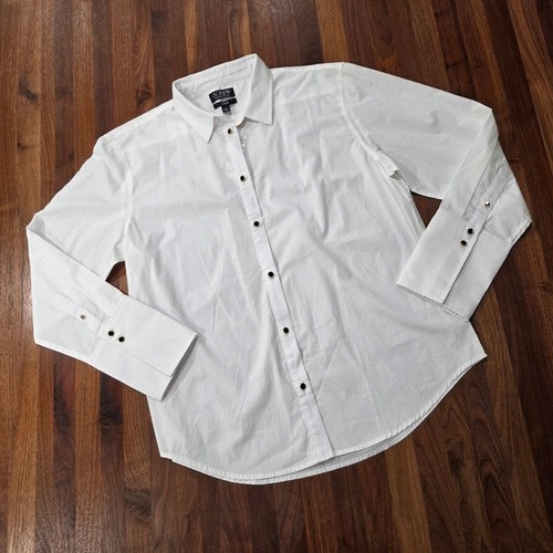 J. Crew Garçon Tuxedo Shirt Cotton Poplin BV830 French Cuff Enamel Buttons Sz 12 - Picture 2 of 10