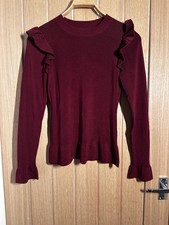 H&M long sleeve burgundy With Frill Details Size S Uk 8